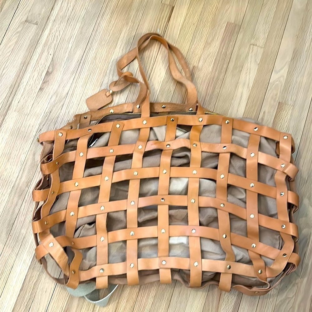 NEW Costanza Rota leather cage Overnight Bag